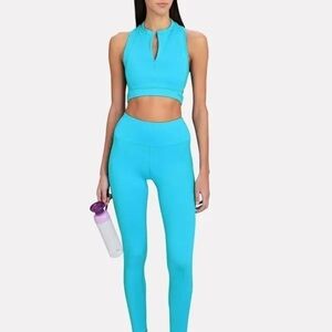 NEW FROST BODY Bright Neon Blue Sports Bra Open Back Zip Bust {$110} XS